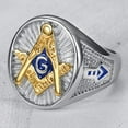 thumbnail image 2 of Stainless Steel Blue Gold Two Tone Masonic Master Mason Ring, 2 of 4