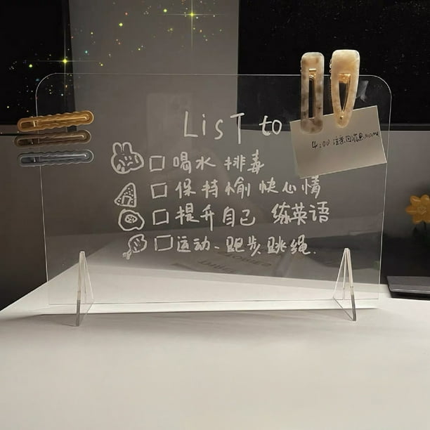 Cheers Tableau Acrylique Stable Simple Transparent Message Note Board  Écriture Mémo Gadget Effaçable pour La Maison 