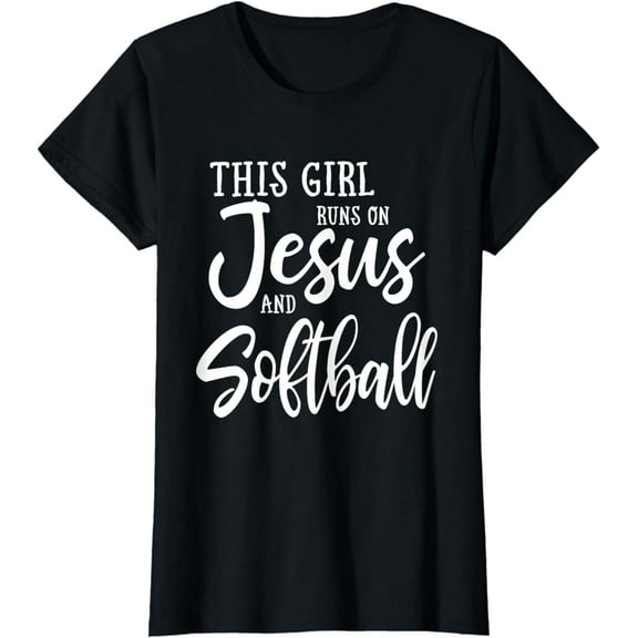 This Girl Runs On Jesus And Softball design Christian Gift T-Shirt