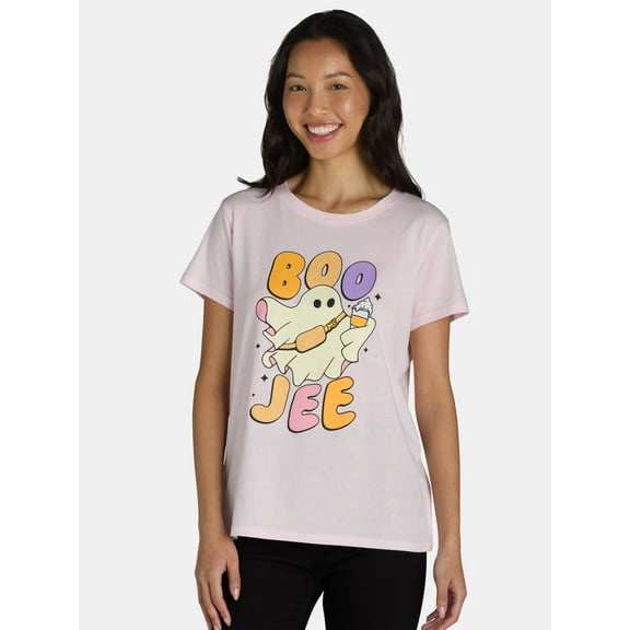 Boojee Women's Graphic Tee with Short Sleeves, Sizes XXS-XXL