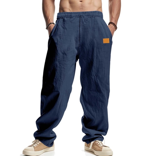 LOVZFMLL Work Pants Men Solid Color Solid Casual Outdoor Fashion Straight Type Beach Trousers