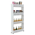 thumbnail image 4 of IVV 4 Tiers Narrow Storage Shelf with Wheels, Movable Plastic Sofa Side Storage Rack for Home Small Places, White, 4 of 8