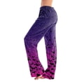 thumbnail image 2 of Halloween Costumes Pajama Pants Women Elastic Waist Halloween Cute Ghost Printed Loose Cotton Plus Size Sleep Pants Purple XL, 2 of 6