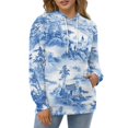 thumbnail image 4 of Blue Willow Ceramic Background Texture Men's Women Vintage 3D Hooded Sweatshirt - All-Season Loose Fit Streetwear, 4 of 6
