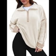 thumbnail image 3 of Sudadera de Mujer con Media Cremallera, Suave y Extragrande, con Bolsillos, Cálida y Afelpada. Albaricoque L, 3 of 8
