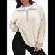 thumbnail image 3 of Sudadera de Mujer con Media Cremallera, Suave y Extragrande, con Bolsillos, Cálida y Afelpada. Albaricoque M, 3 of 8
