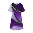 thumbnail image 5 of JTZGDY Summer Dresses for Women Loose Fit Casual Tie Dye Marble Print Crewneck Tshirt Dress Short Sleeve Sundress Beach Cover Ups Purple XXL, 5 of 7