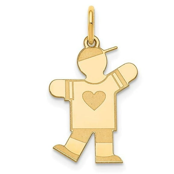 14k The Kids Small Heart Shirt Boy Engravable Kiss Charm XK1145Y