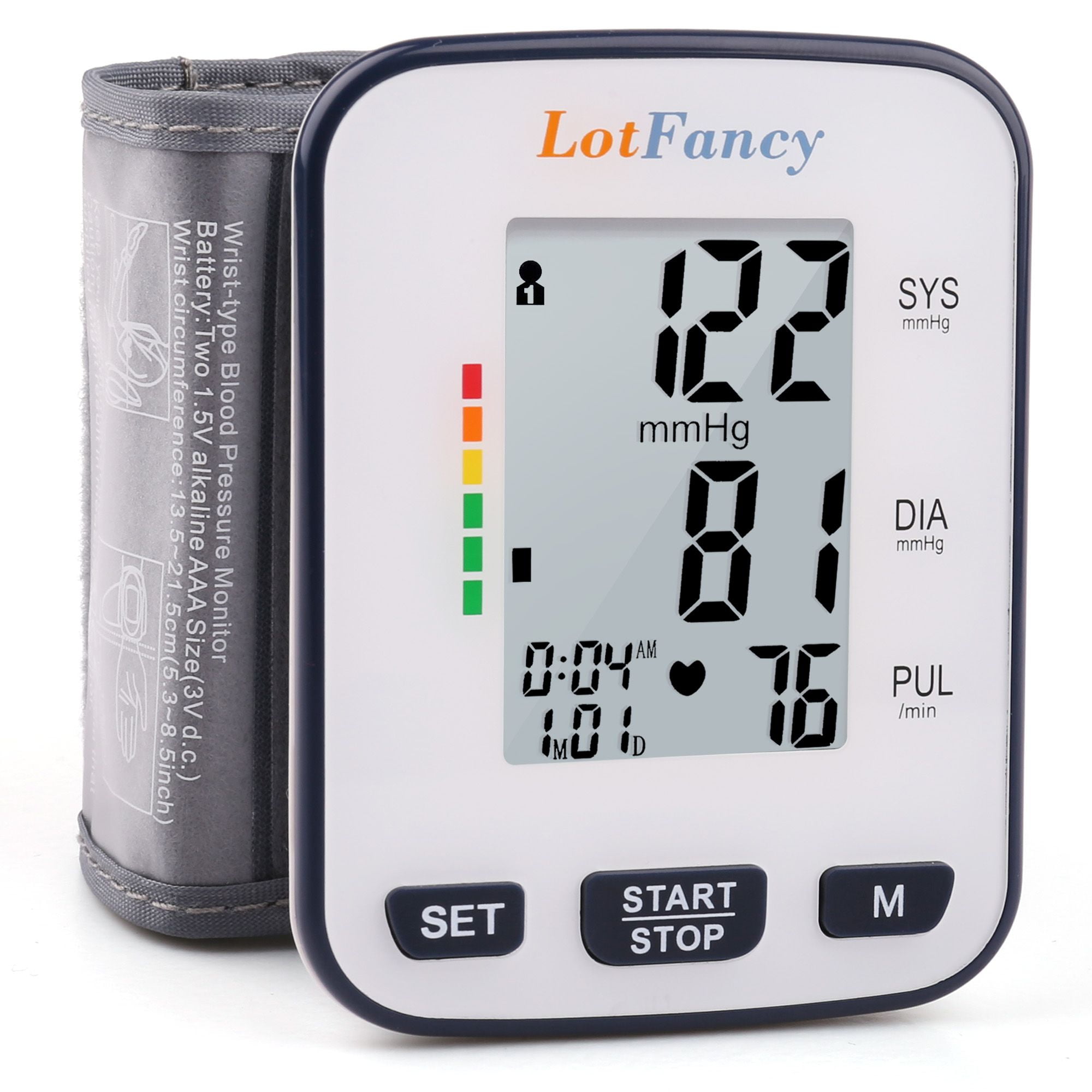 LotFancy Wrist Blood Pressure Monitor with Case for Home Use