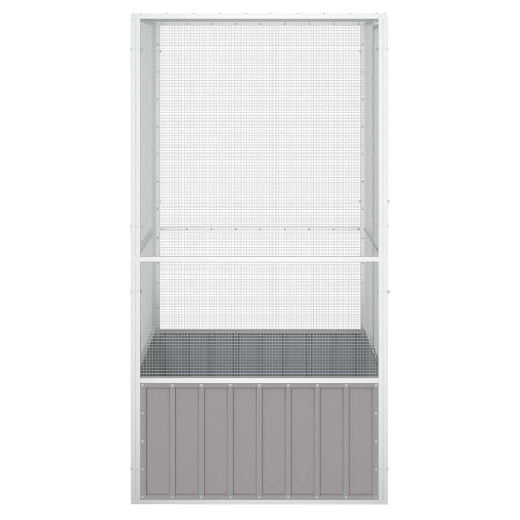 vidaXL Bird Cage Grey Galvanized Steel Large Bird Cage Rectangular 43.7"x42.1"x83.3"