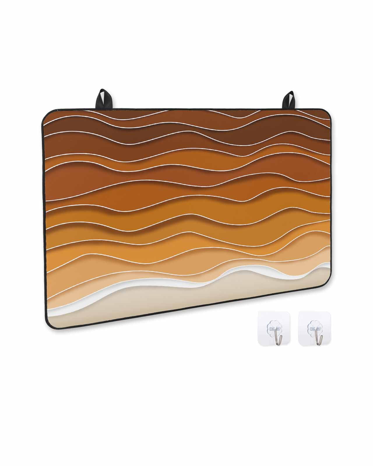 nqOlkjepod Large Induction Cooktop Protector Mat 36"x21", Orange Ocean Waves Stove Top Covers for Electric Stove, Coastal Country Abstract Ombre Stripes Stove Burner Cover Mats Stove Cover