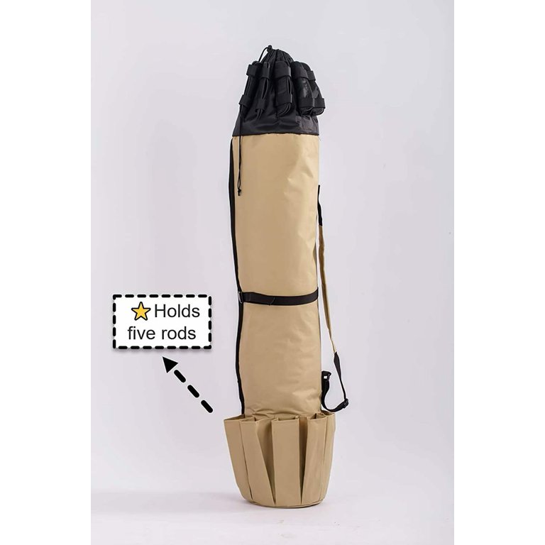 Durable Fishing Rod Bag Canvas Fisherman Case Organizer Pole Storage Bag Fishing Rod and Reel Carrier Organizer for Travel, Gift for Father, Boyfriend