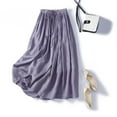 thumbnail image 2 of Ediodpoh Womens Skirts Summer Solid Color Linen Blend Midi Skirt Lightweight Draped for Casual Comfortable Wear Womens Skirts Knee Length Purple L, 2 of 9