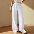 thumbnail image 2 of ABATAB Palazzo Pants for Women Drawstring Lightweight Pants Summer Loose Fit Casual Cotton Linen each Trousers, 2 of 6