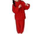 thumbnail image 2 of DailyTrove Women's Long Sleeve Hoodie & Jogger Set - Solid Color, Casual Style, Spring & Street Wear,Red, 2 of 4