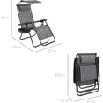 thumbnail image 3 of WYDK Folding Zero Gravity Outdoor Recliner Patio Lounge Chair w/Adjustable Canopy Shade, Headrest, Side Accessory Tray, Textilene Mesh - Gray, 3 of 15