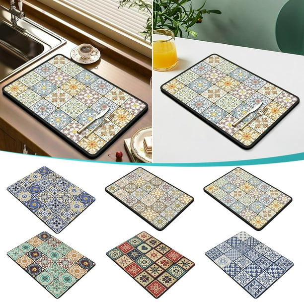 Xihbxyly Tapete de Drenaje para Cocina, Diseño de Aislamiento Antideslizante, Absorbente de Agua, Resistente Al Calor para Placas Calefactoras, Multiusos, Encimera de Cocina, Estación de Café, Fácil
