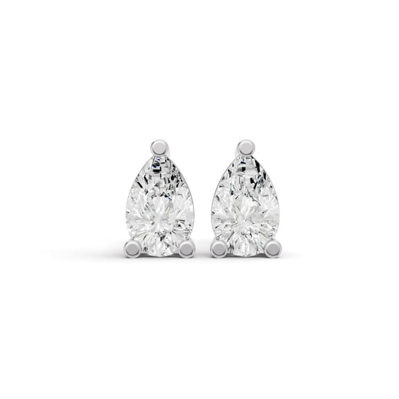 0.25 CTW Pear Cut Lab Grown Diamond Solitaire Earrings With Prong Setting in 14K White Gold