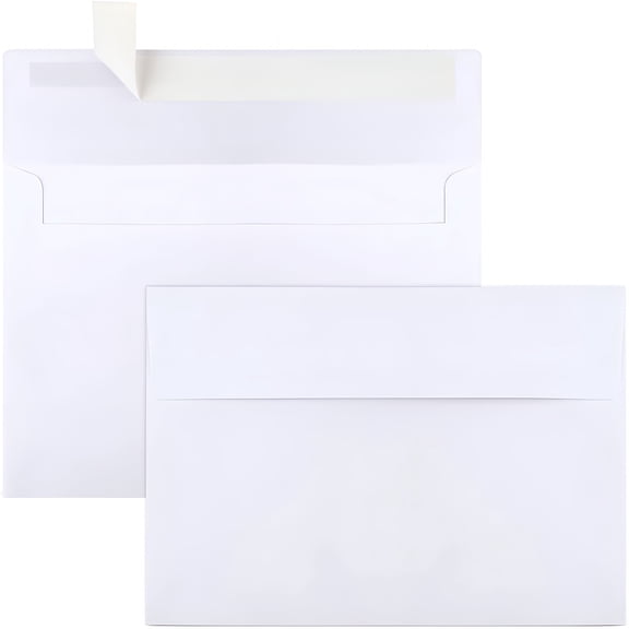 CCOCC 50 Packs 5x7 Envelopes, White 5x7 Envelopes for Invitations, Printable, Self Seal for Weddings, Photos, Postcards, Greeting Cards, Mailing