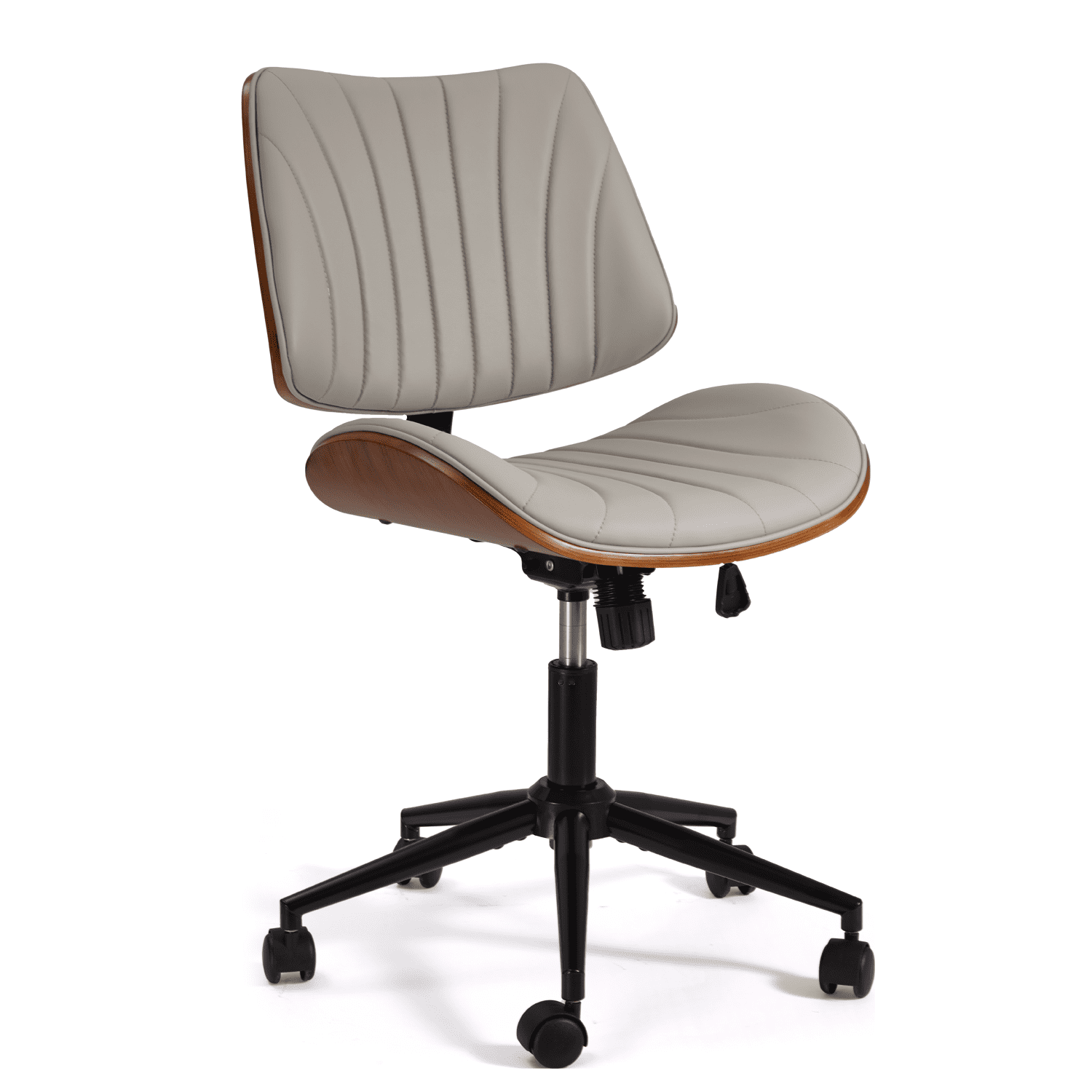 Erinnyees Wooden Office Desk Chair, Modern Armless Chairs, Armless, Adjustable Height, with Swivel Wheels for Small Spaces, Gray