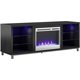 thumbnail image 1 of Fireplace Stand, TVs up to 70", Black Oak, With 6 Open Shelves for Audio Components, DVDs, Blu-Rays, Modern Fireplace TV Stand My Lux Decor Round, 1 of 8