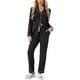 thumbnail image 1 of Conjunto de pijamas para mujer INSPIRE CHIC de manga larga, con botones, cuello de muesca, ropa de casa y pantalones con cordón y bolsillos XL negro, 1 of 6