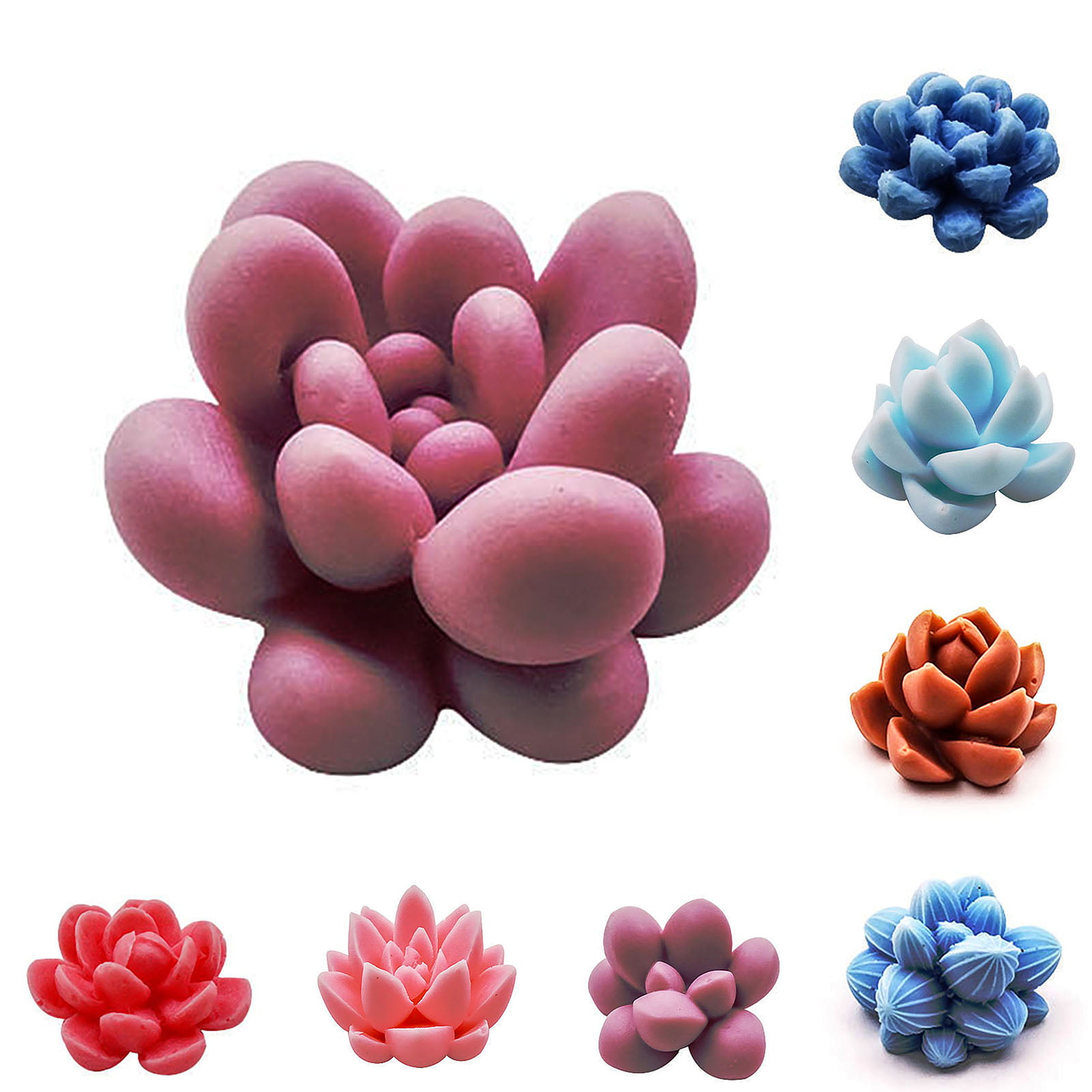 Chocolate,Candy Cake Decorating 5 Pack Succulent Silicone Molds Soap,Fondant Wax Polymer Clay Cactus Plants Flower Epoxy Resin Casting Molds for Candle 