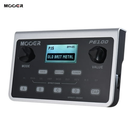 MOOER PE100 Portable Professional Multi-effects Processor Guitar Effect Pedal 39 Effects 40 Drum Patterns 10 Metronomes Tap Tempo Musical Instrument