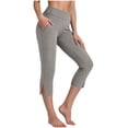 thumbnail image 6 of Bloomae Capri Pants for Women Bootcut Yoga Pants with Pockets High Waisted Side Slit Flare Athletic Workout Leggings Casual Work Pants Gray M, 6 of 10