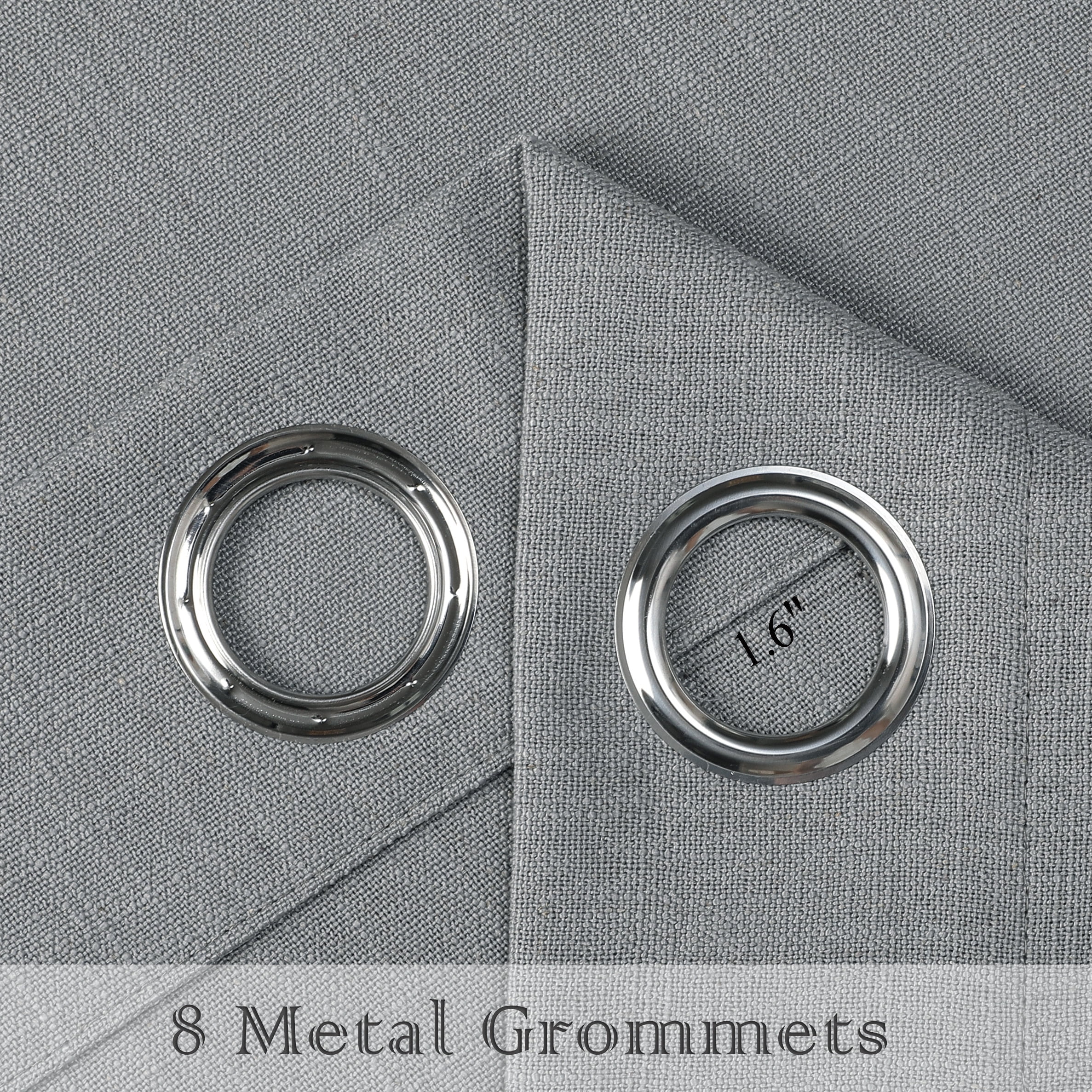 AZZCIA Grey Linen Blend Light Filtering Grommet Curtain Panels for Bedroom, 2 Panels, 54"W x 84"L