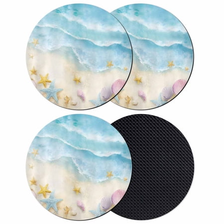 Blue Coasters Set of 4 Absorbent Coasters for Drinks Summer Beach Coastal Nautical Ocean Starfish Coaster for Desk Coffee Table Protection Home Decor House Warming Gifts 4