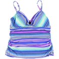 thumbnail image 2 of Island Escape Womens Ring Front Tankini Swim Top, azul, 12 Island Escape Tankini, 2 of 2