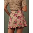 thumbnail image 5 of Apricot Floral Print High-Waist Button-Front A-Line Denim Mini Skirt, 5 of 28