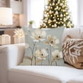 thumbnail image 4 of Ethan Taylor Floral Throw Pillow Soft Cushion Cover 'Flowers II Flowers Modern' Classic Pattern Decorative Square Accent Pillow Case, 18x18 Inches, Gray, Beige, 4 of 5