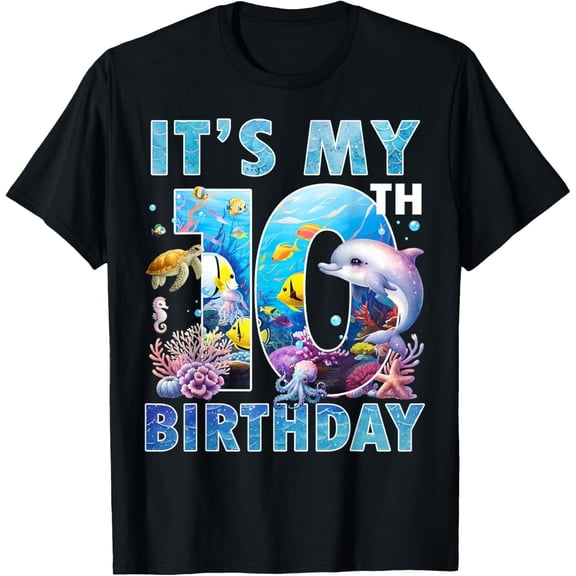 Sam Soft It's My 10th Birthday Ocean 10 Years Old Sea Aquarium Bday T-Shirt