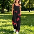 thumbnail image 4 of Taqqpue Girls Sleeveless Jumpsuit Spaghetti Strap Wide Leg Romper with Side Pockets Gradient Print Casual Summer Outfit Clothes for Girls Kids Size 5-16 Years, 4 of 10