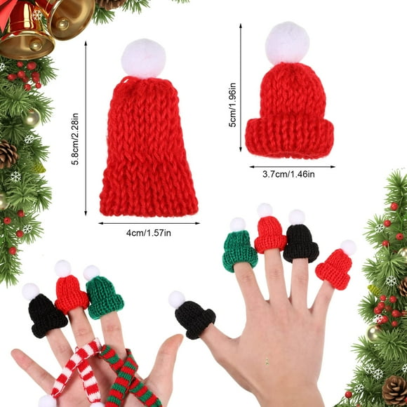 Toystoory 12 Uds. Gorros de punto navideños de algodón con bufanda aspecto navideño único con decoraciones DIY suaves Kits de decoración para fiestas