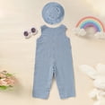 thumbnail image 3 of ZEHJUHAN Newborn Baby Girls Boys Outfit Bunny Sleeveless Plaid Romper with Hat My First Easter Clothes Blue，3-6M, 3 of 7