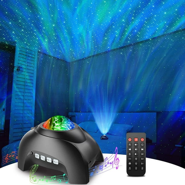 Proyector de aurora boreal con luz láser USB, cielo estrellado, patrón de agua, luz nocturna con Bluetooth y música