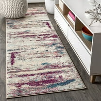 JONATHAN Y CONTEMPORARY POP 2 x 8 Runner Rug, Modern Abstract Brushstroke - Cream/Pink, CTP102A-28