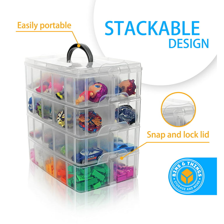 2 Layer Kids Building Blocks Storage Box Adjustable Lego-Compatible Storage  Container Plastic with Handle Grid Toy Organizer