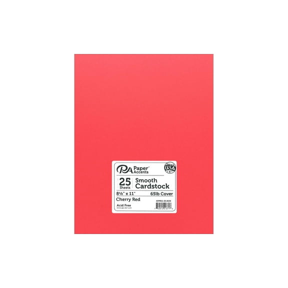 Cdstk Smooth 8.5x11 65lb Cherry Red (25 sheets)