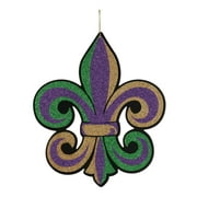 Way to Celebrate Mardi Gras Hanging Glitter Decoration, 10.5" x 12"
