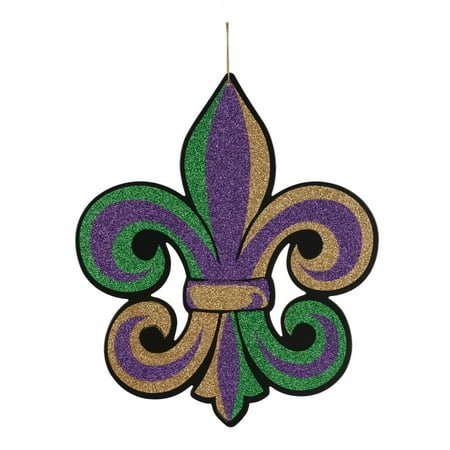 Way to Celebrate Mardi Gras Hanging Glitter Decoration, 10.5" x 12"