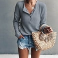 thumbnail image 2 of LEAVINGSUO 2026 Fall Womens Tops Plus Fashion Women Casual Buttoned V-neck Long-sleeved Blouse, 2 of 5