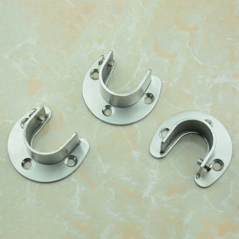 3X Stainless Steel Closet Closet Bracket, U-Shaped Open Socket Bracket, Shower Curtain Rod End Support Sleeve Flange
