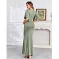 thumbnail image 3 of Vestido largo de maternidad AISWI con faja de flores y cuello en V, color verde salvia, 3 of 6