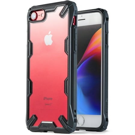 Ringke Fusion-X Case Compatible with iPhone 7, Transparent Hard Back Shockproof Advanced Bumper Cover - Black