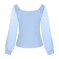 thumbnail image 6 of HAiming Womens Mesh Long Sleeve Shirts Solid Color Round Neck Slim Pullover Tops Summer Trendy Lace Casual Blouses, 6 of 9