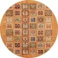 thumbnail image 1 of Ahgly Company Indoor Round Abstract Orange Abstract Area Rugs, 5' Round, 1 of 6